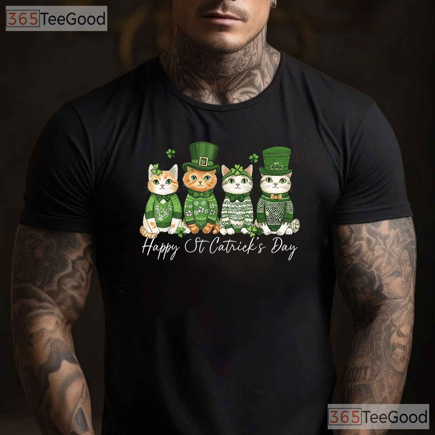 Happy St Catricks Day T-Shirt Funny Cat Lover Kitten St Patricks Day Tee