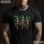 Dancing Skeleton Leprechaun St Patricks Day T-Shirt Funny Dead Inside Tee