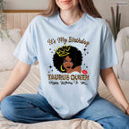 African American Taurus Queen Birthday T-Shirt- Unique May Birthday Shirt Gift