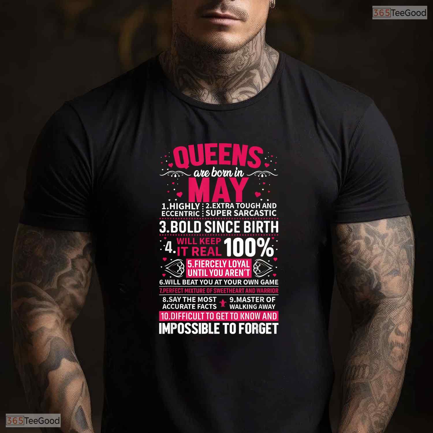Queens Are Born In May T-Shirt- Elegant Women's May Birthday Party Shirt Gift