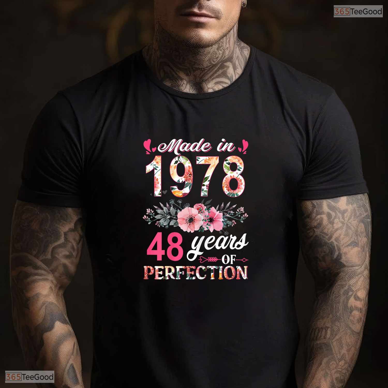Floral Made In 1978 48th Birthday Women T-Shirt- Unique May Birthday Shirt Gift