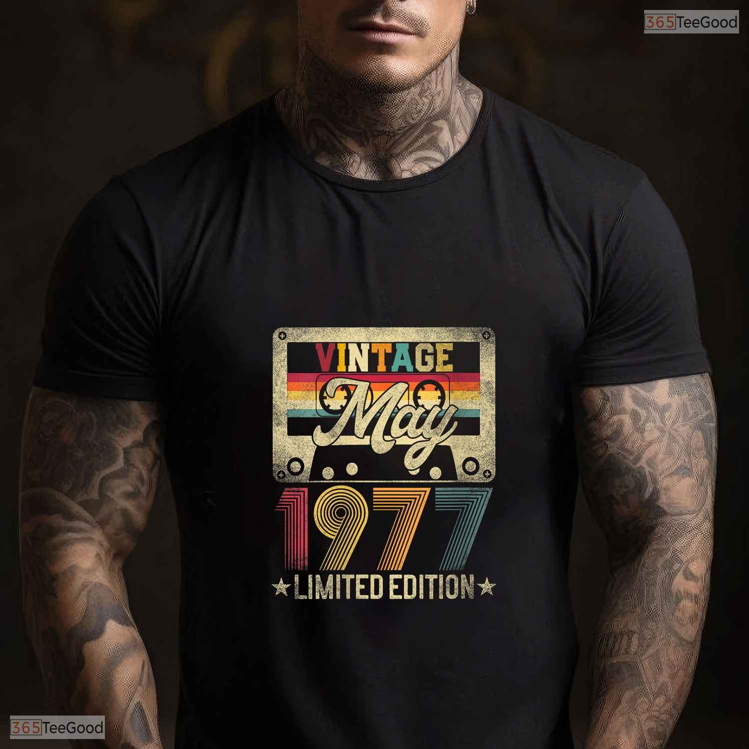 Vintage 1977 Limited Edition V-Neck T-Shirt- Unique May Birthday Shirt Gift Idea