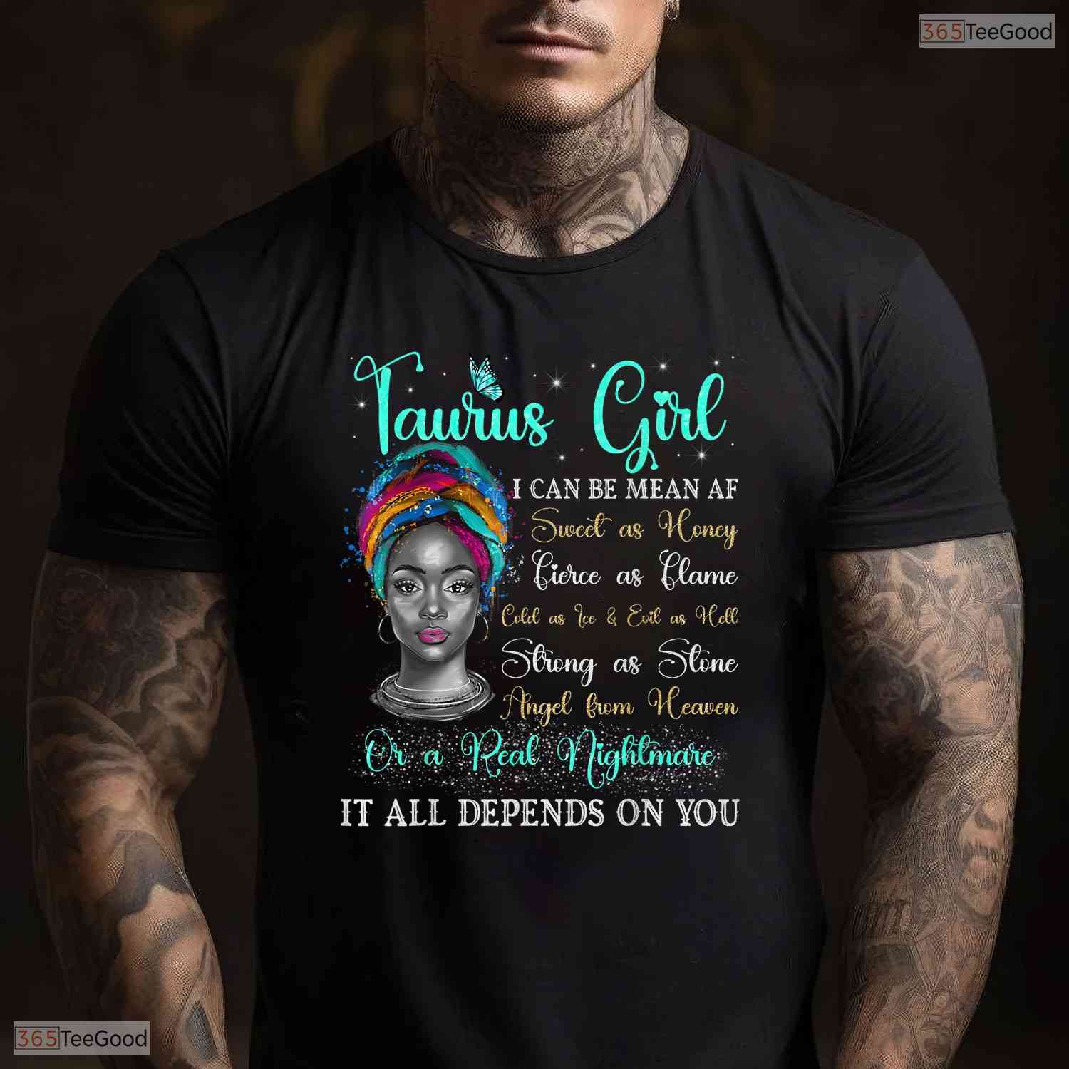 Fierce Black Queen Afro Woman Taurus Girl Zodiac May Birthday T-Shirt For Her