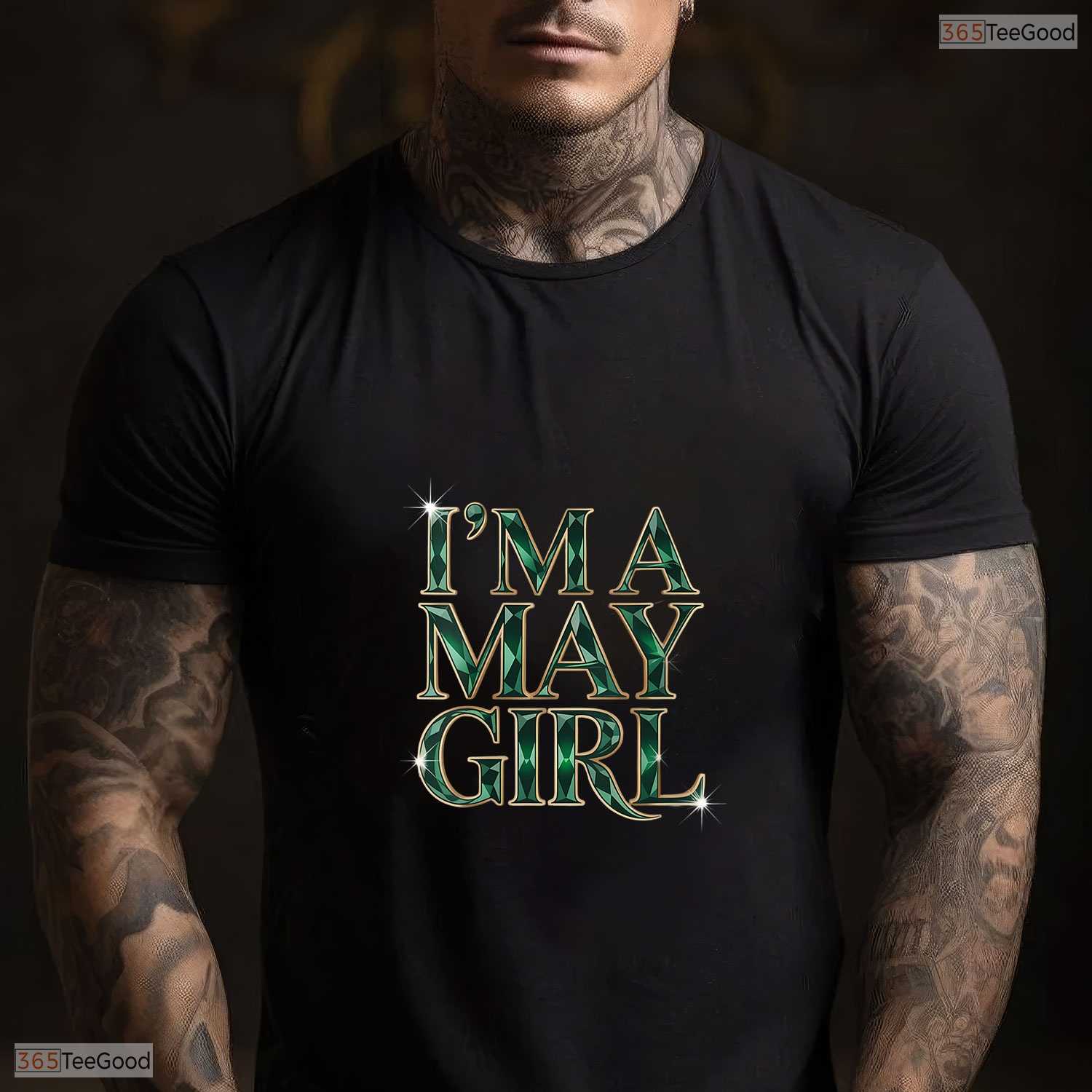 Beautiful I Am A May Girl Emerald Green Birthstone Themed V-Neck T-Shirt For Women