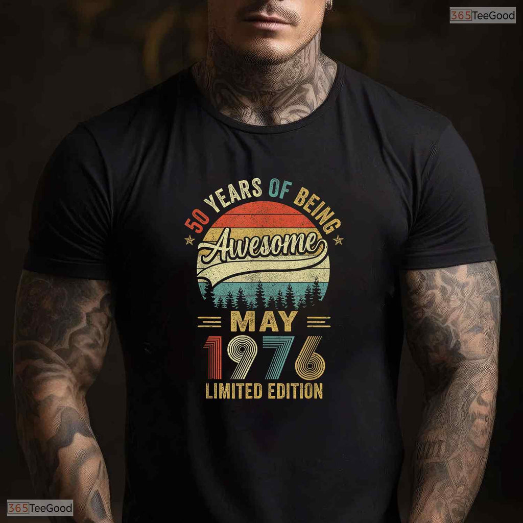 Vintage May 1976 Retro 50 Years Old 50th Birthday T-Shirt For Men And Women