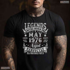 Awesome 50th Birthday For Men Legends Were Born In May 1976 Vintage Retro T-Shirt