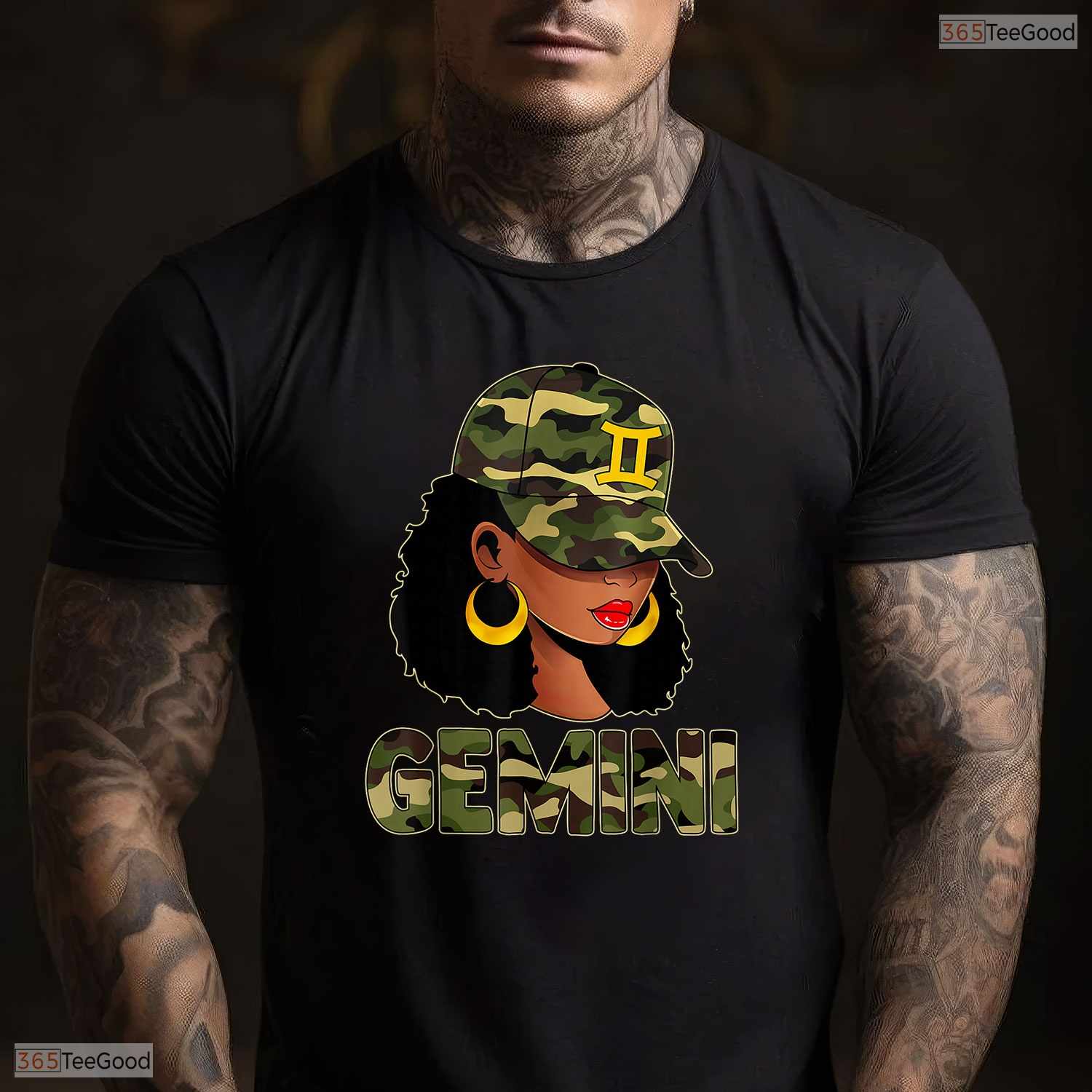 Black Gemini Queen Camouflage Zodiac Sign Born In May Birthday T-Shirt Gift