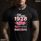Vintage Floral Made In May 1928 98th May Birthday Celebration Shirt For Women
