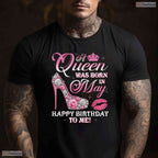 A Queen Was Born In May High Heel Shirt- Women's Happy May Birthday T-Shirt