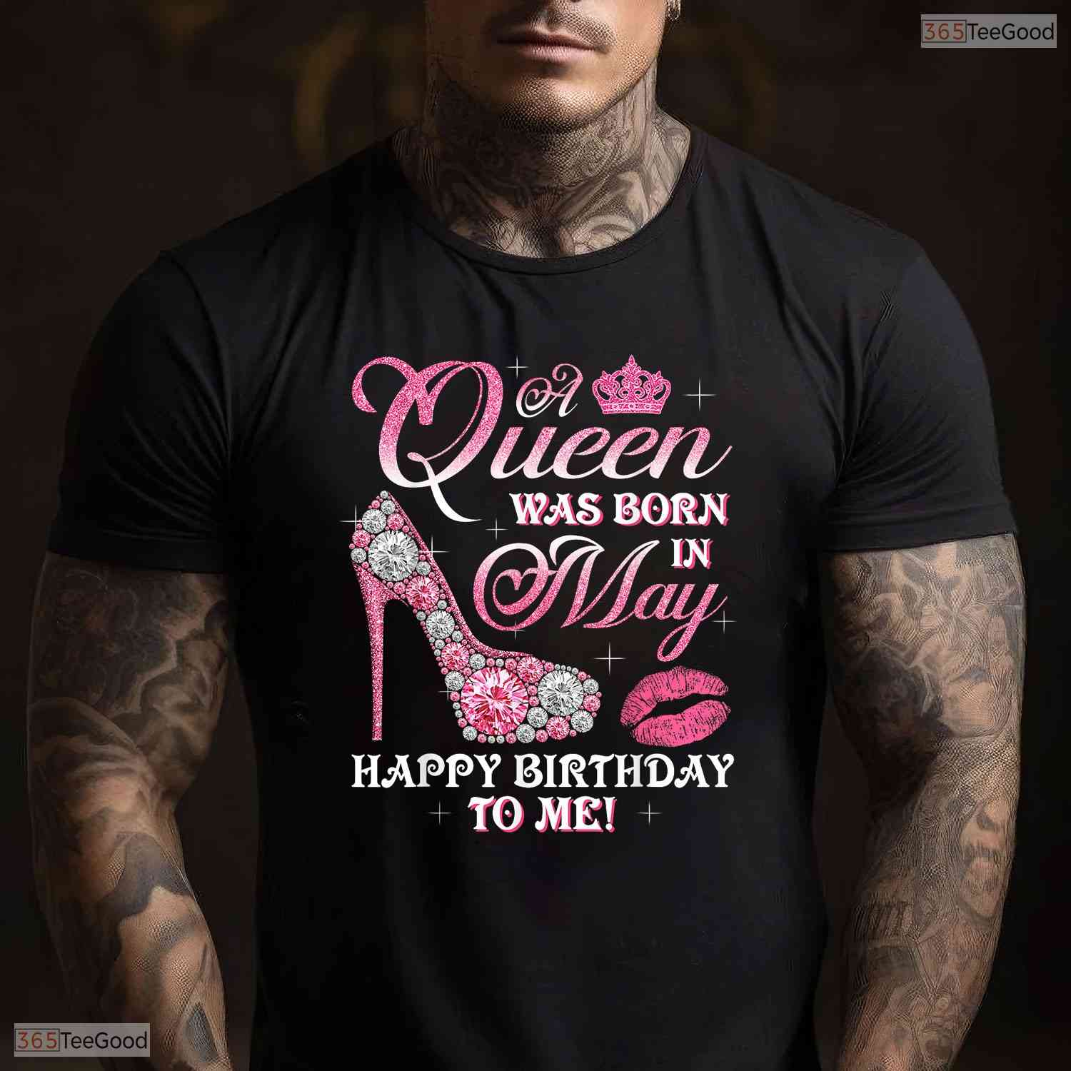 A Queen Was Born In May High Heel Shirt- Women's Happy May Birthday T-Shirt
