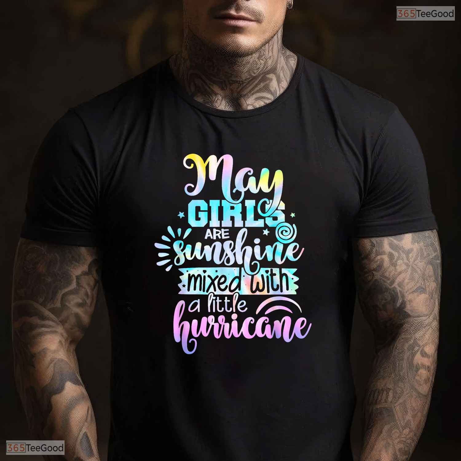 May Girls Are Sunshine Mixed With A Hurricane T-Shirt- May Birthday Shirt