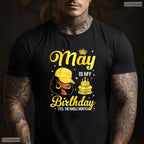 Afro Queen May Is My Birthday T-Shirt- Beautiful May Birthday Apparel For Her