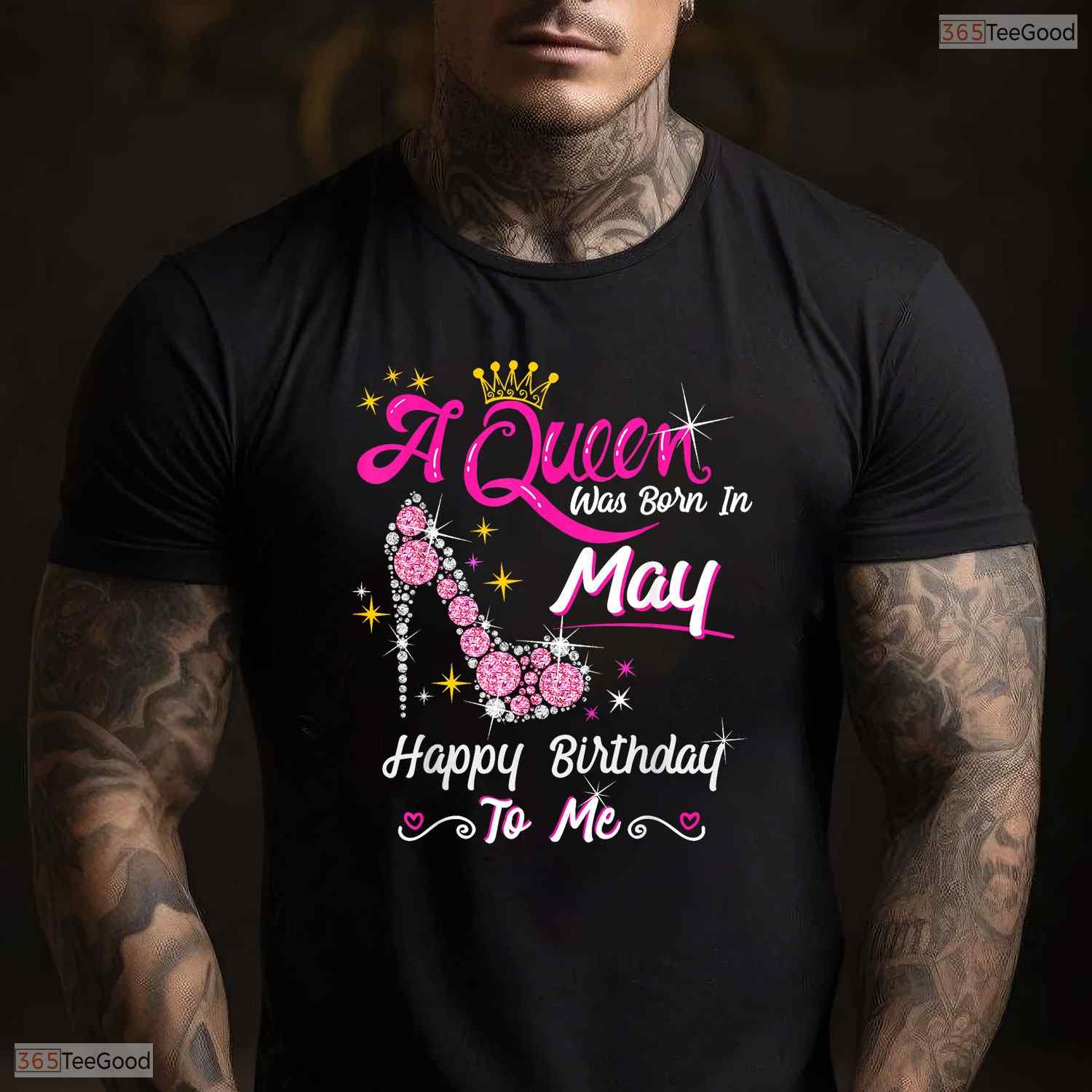 High Heel A Queen Was Born In May T-Shirt- Unique May Birthday Shirt For Her