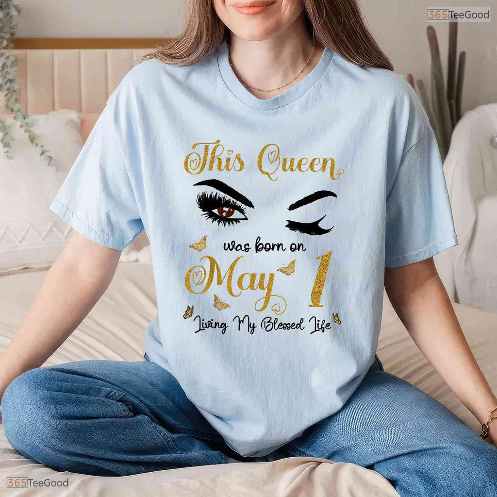 Cute Eyelashes Born On May 1st T-Shirt- Unique May Birthday Celebration Shirt