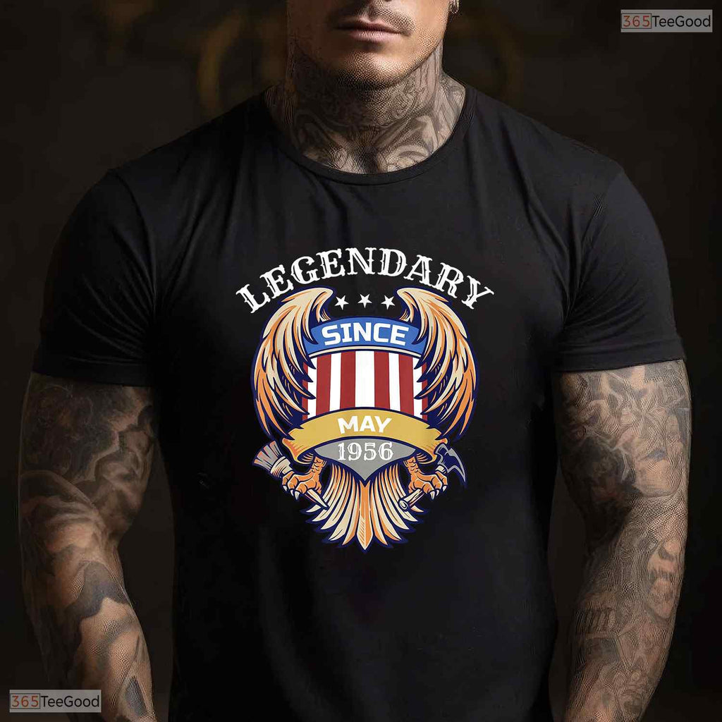Patriotic Legendary Since May 1956 T-Shirt- Awesome May Birthday Shirt Gift