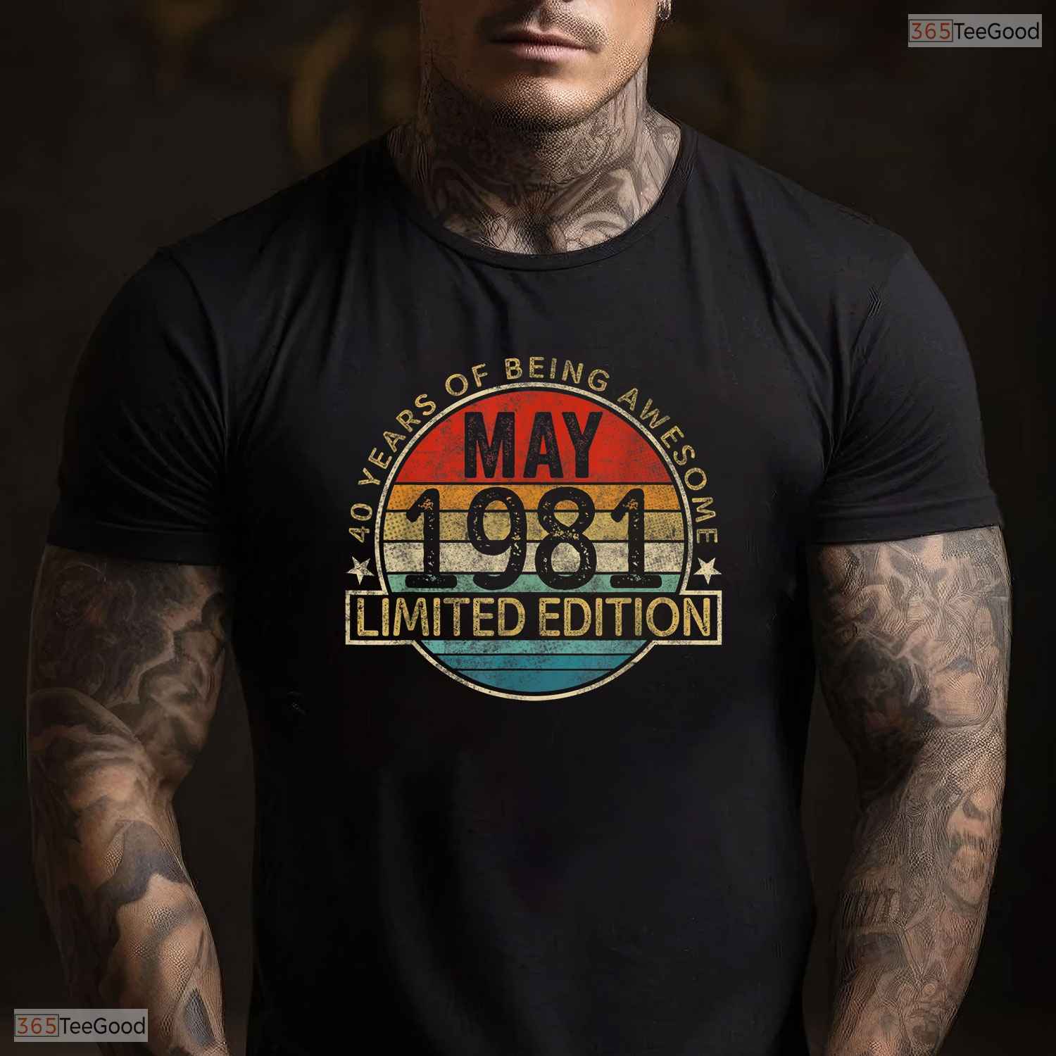 Vintage May 1981 Limited Edition T-Shirt- Awesome 45th May Birthday Shirt