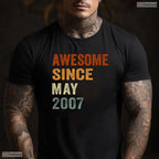 Awesome Since May 2007 Retro T-Shirt- Unique 19th May Birthday Shirt Gift
