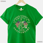 Vintage USA 250th Anniversary Patriotic Valentine T-Shirt Fly Fishing Gifts