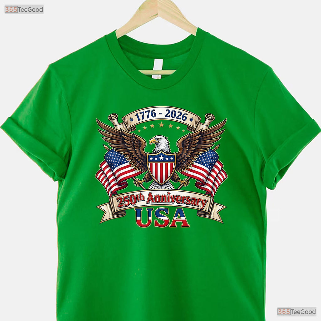 250 Years American 4th of July Valentine T-Shirt- Inshore Fishing Apparel Men