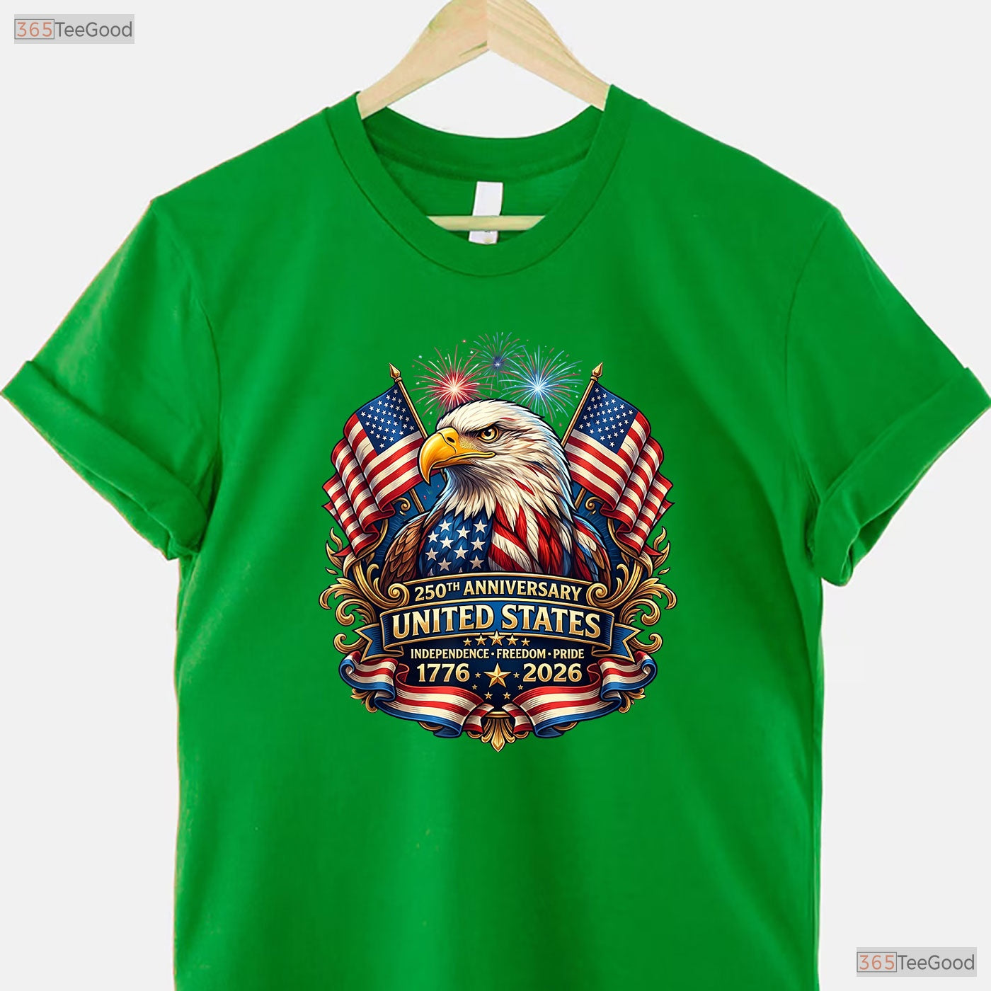 USA 250th Anniversary Independence Patriotic Valentine T-Shirt Bass Fishing