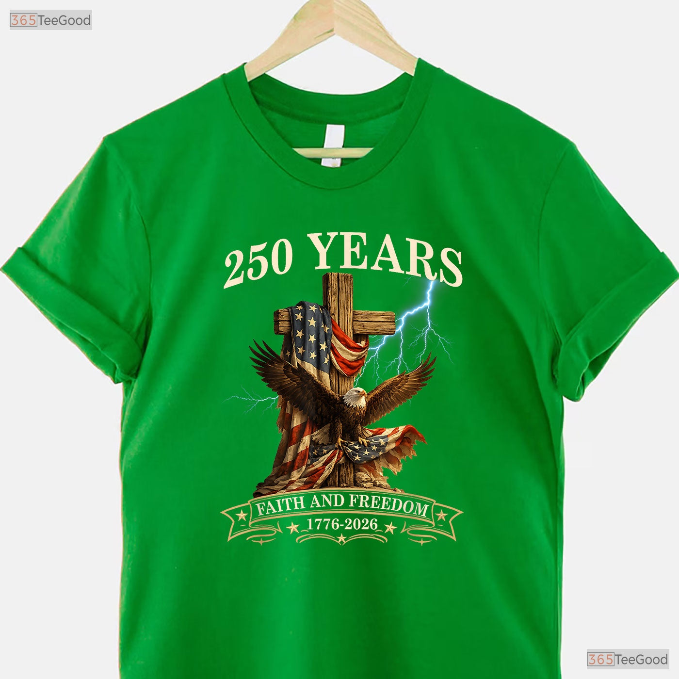 250 Years Christian Faith Freedom USA Valentine T-Shirt Trout Fishing Wear