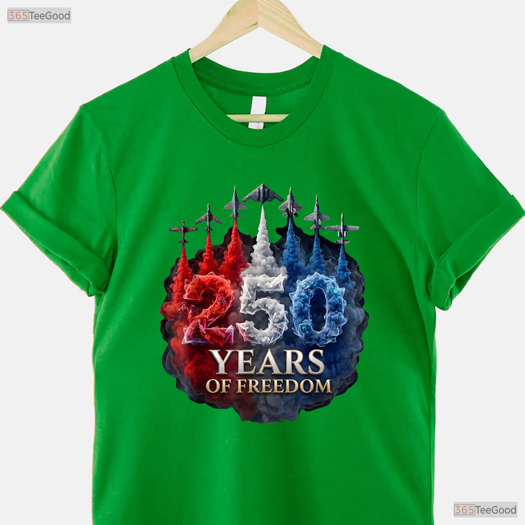 250 Years Freedom 4th of July USA Valentine T-Shirt Ice Fishing Apparel Men