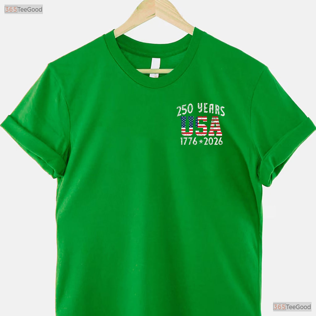 250 Years US Flag American Valentine T-Shirt- Deep Sea Fishing Shirts Men