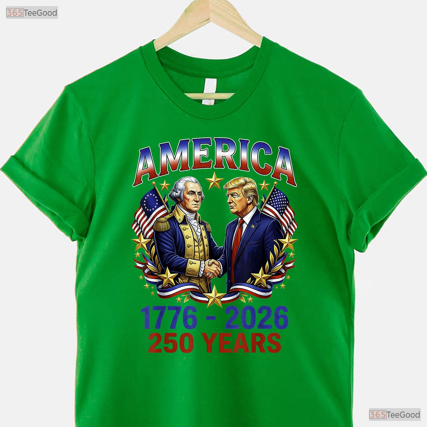 250 Years America Anniversary Trump Washington Valentine T-Shirt Bass Fishing