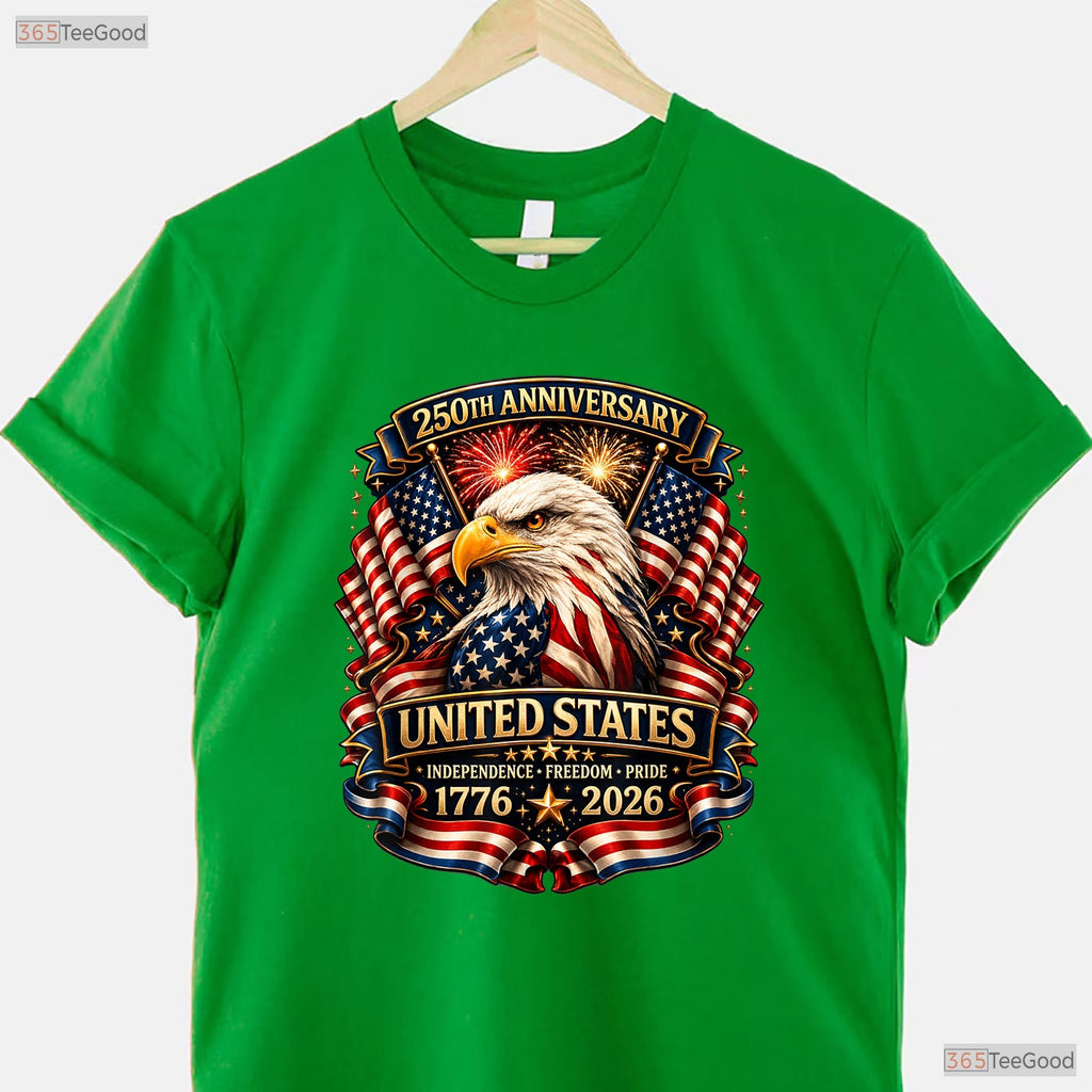 250th USA Patriotic Eagle 4th of July Valentine T-Shirt For Ice Fishing Mens