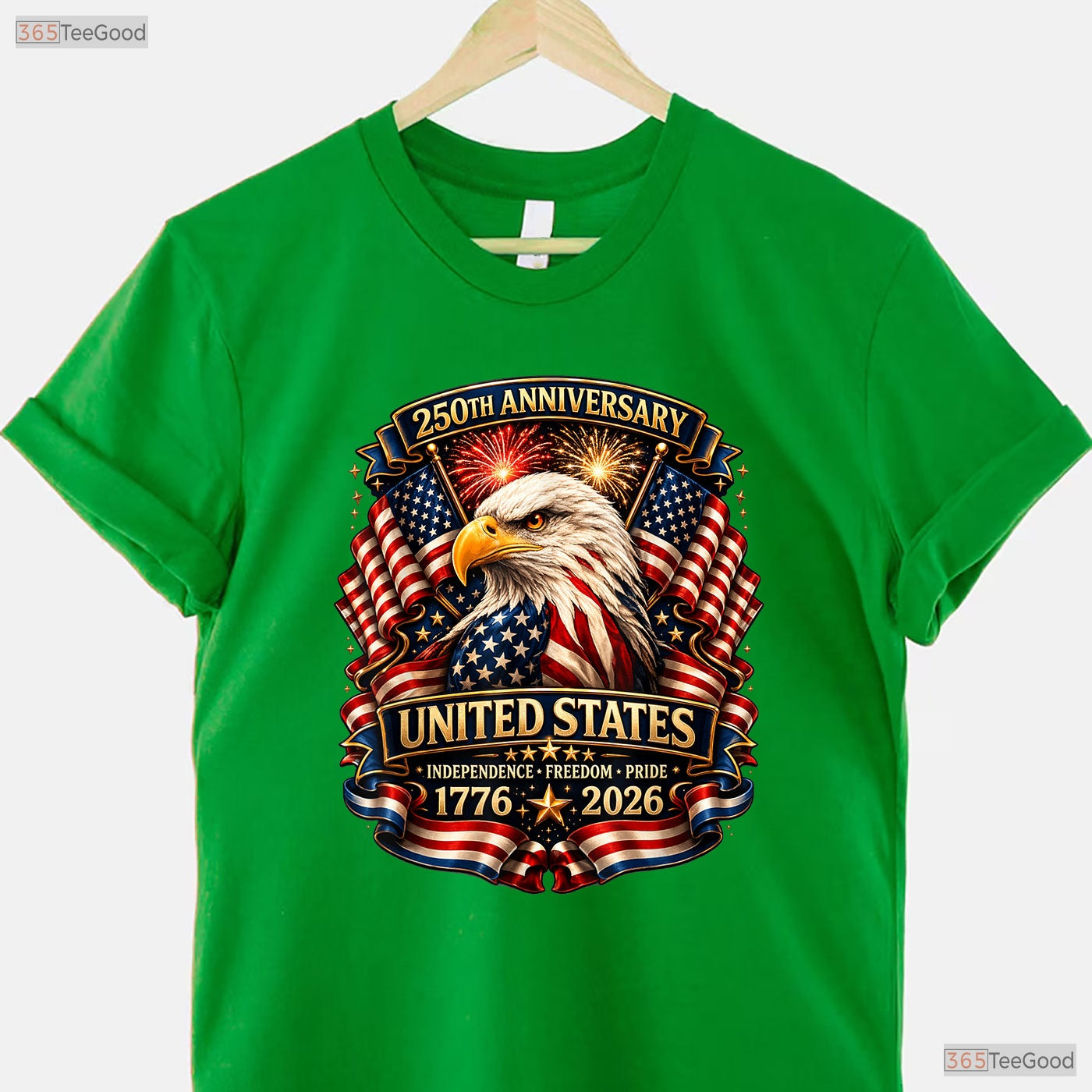 250th USA Patriotic Eagle 4th of July Valentine T-Shirt For Ice Fishing Mens