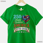 USA Hearts 1776 2026 250th Birthday Valentine T-Shirt Deep Sea Fishing Gear