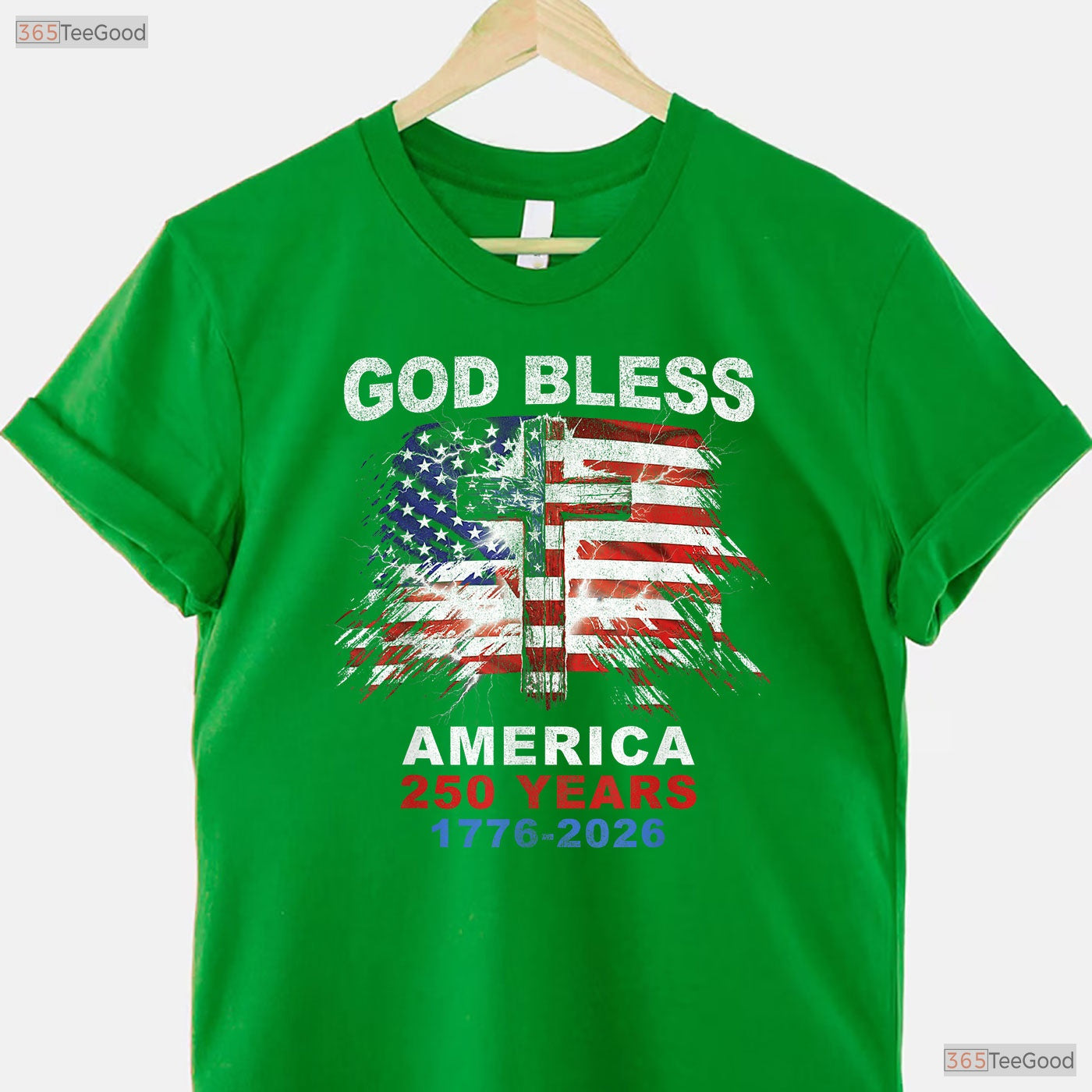 God Bless America 250 Years Christian Cross Valentine T-Shirt Carp Fishing