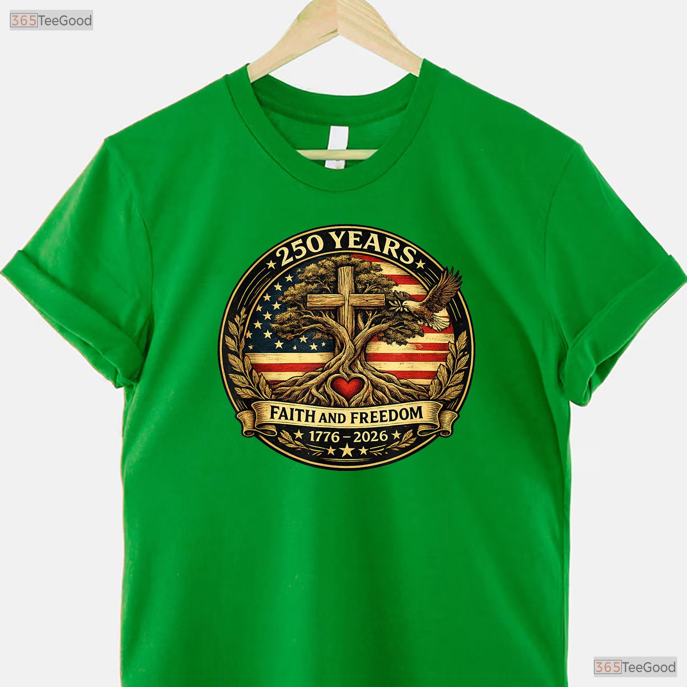 250 Years Faith Freedom Christian USA Valentine T-Shirt Crappie Fishing Men