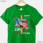 250 Years Faith Freedom USA Cross Valentine T-Shirt Offshore Fishing Apparel