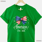 250th Anniversary USA Coquette Bow Valentine Shirt For Kayak Fishing Women