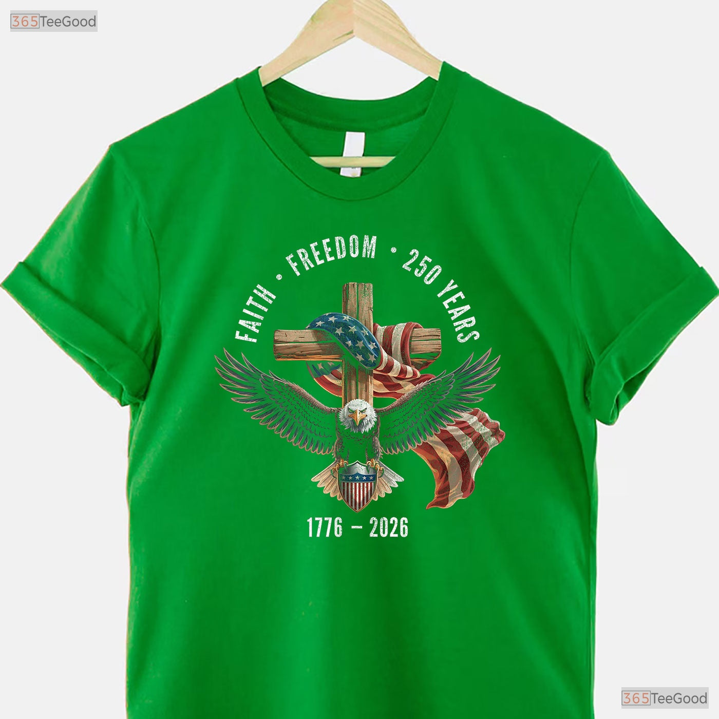 Faith Freedom 250 Years Christian Cross Valentine T-Shirt River Fishing Wear