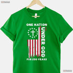 250 Year USA Flag Christian God Valentine T-Shirt- Trout Fishing Apparel Men