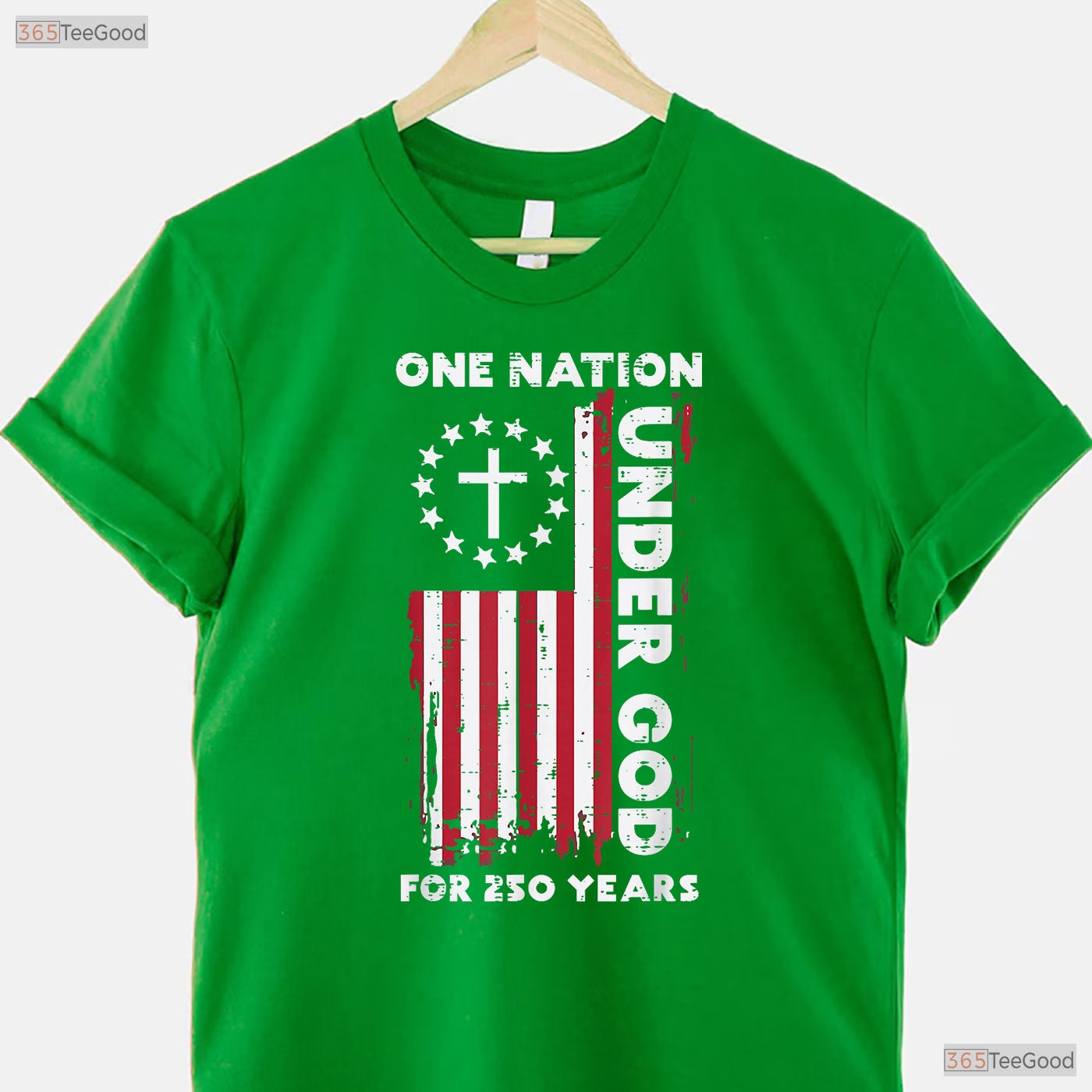 250 Year USA Flag Christian God Valentine T-Shirt- Trout Fishing Apparel Men