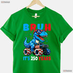 Kids 250th Anniversary Dino 2026 USA Valentine T-Shirt Inshore Fishing Men