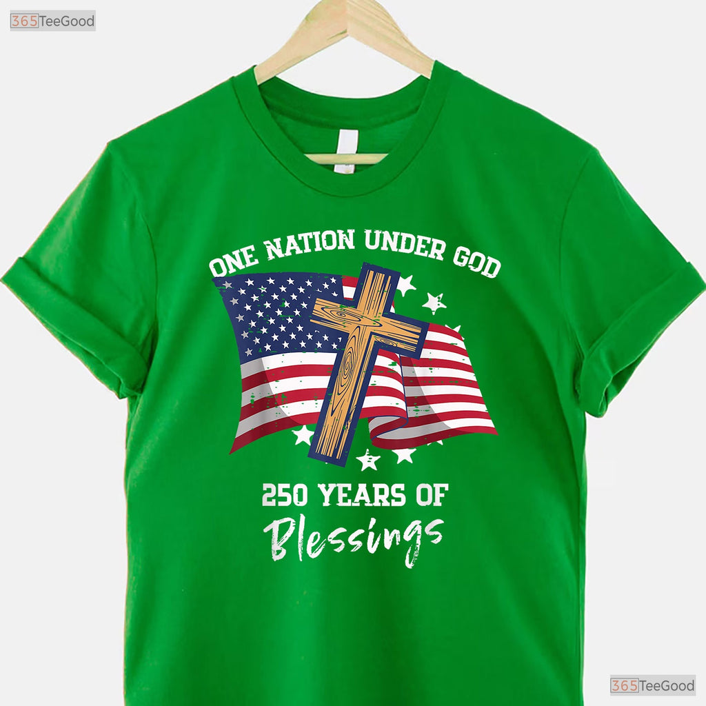 One Nation Under God 250 Years USA Valentine Shirt Surf Fishing Apparel Men
