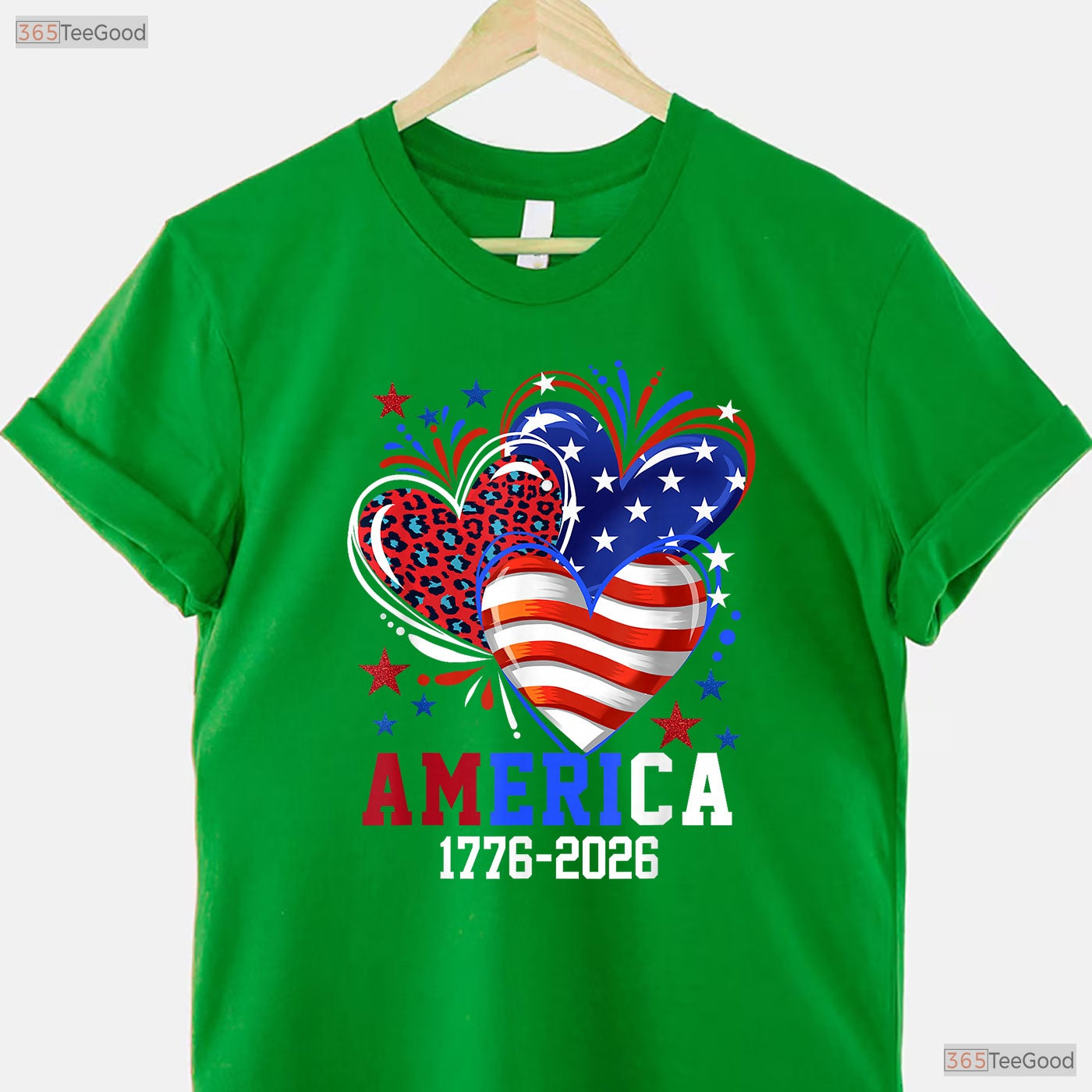 Flag Heart Leopard 1776 2026 250th Birthday Valentine T-Shirt Muskie Fishing