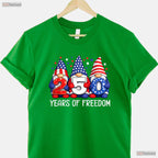250 Years Anniversary USA Patriotic Gnome Valentine T-Shirt Bass Fishing Men