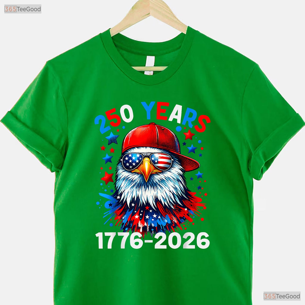 250 Years Anniversary Eagle 4th of July Valentine T-Shirt Trout Fishing Gear