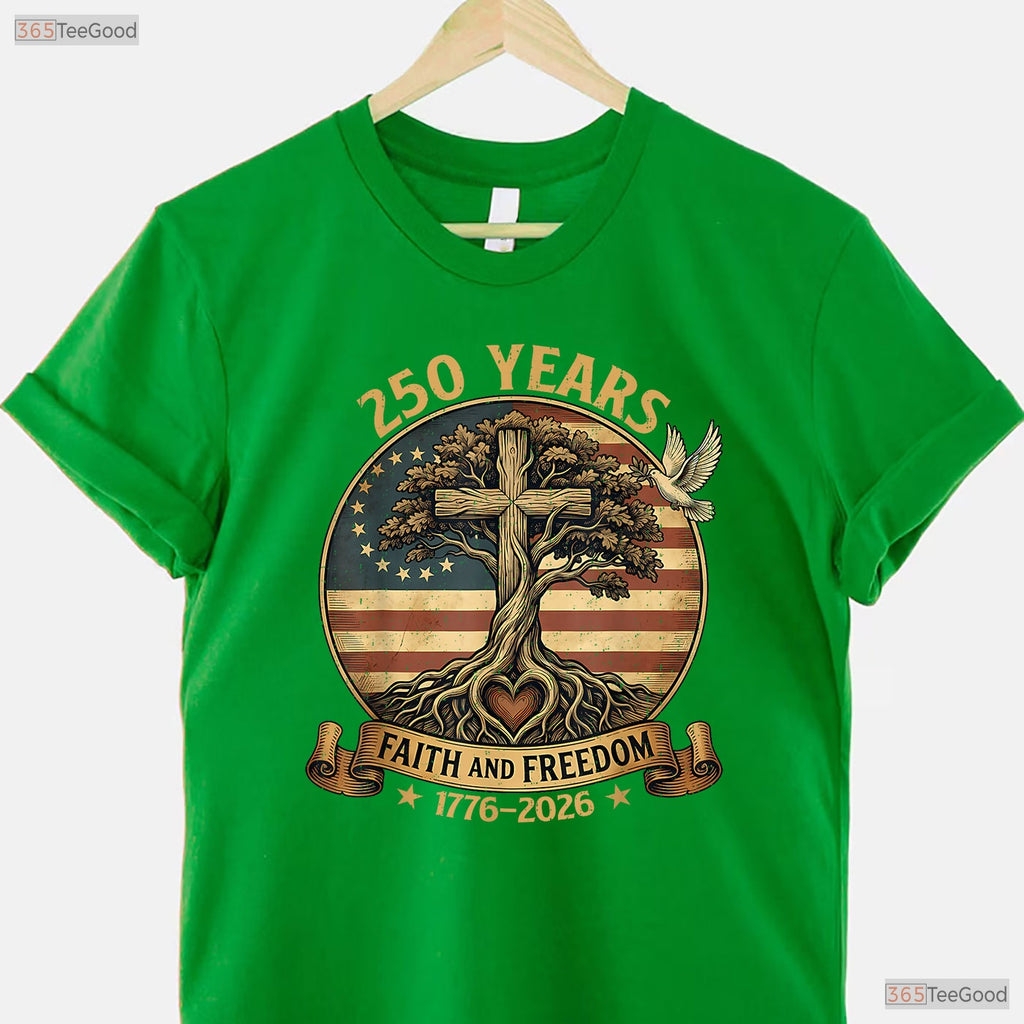 250 Years Faith Freedom USA Anniversary Valentine T-Shirt Deep Sea Fishing