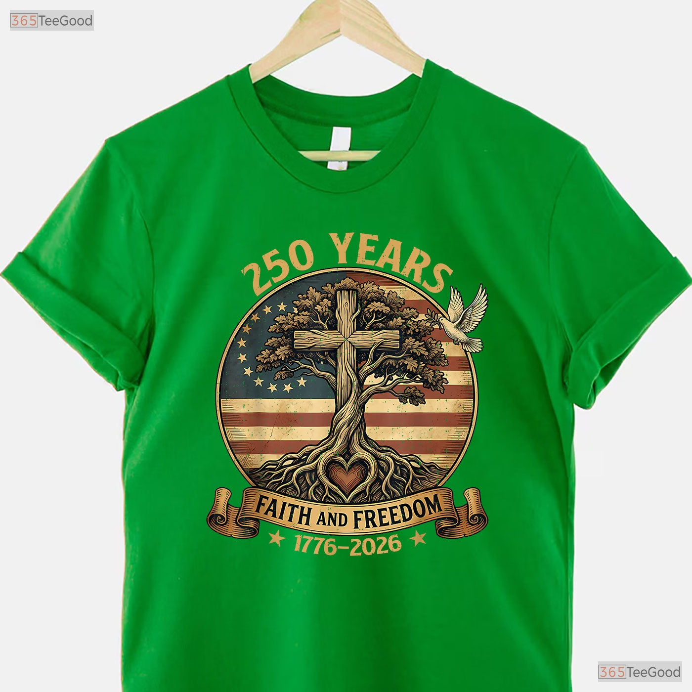 250 Years Faith Freedom USA Anniversary Valentine T-Shirt Deep Sea Fishing