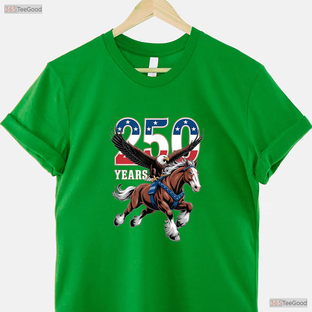 USA 250th Eagle Clydesdale Valentine T-Shirt Trout Fishing Shirts For Men