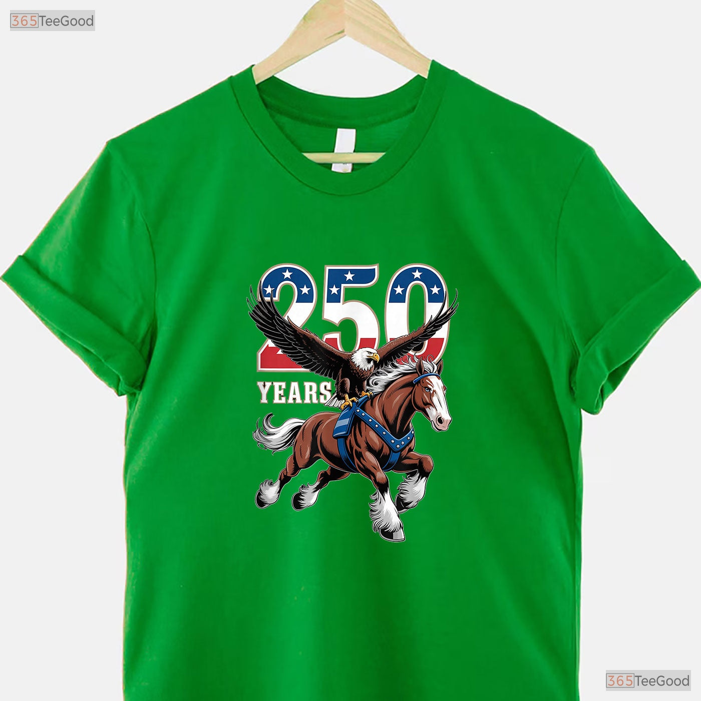 USA 250th Eagle Clydesdale Valentine T-Shirt Trout Fishing Shirts For Men