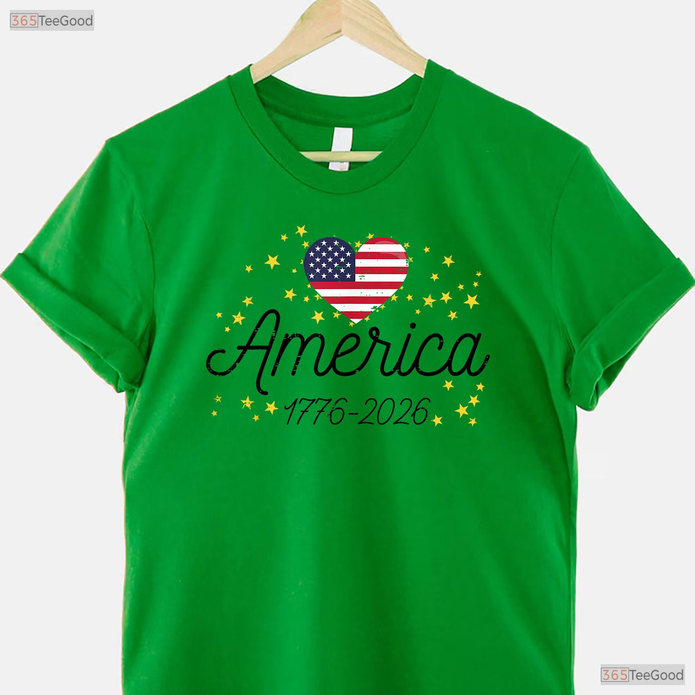 250th Anniversary America Flag Heart Valentine T-Shirt Kayak Fishing Accessories