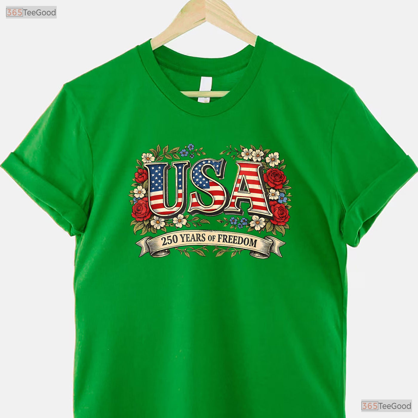 USA 250 Years Freedom Rose Vintage Valentine T-Shirt Crappie Fishing Shirts
