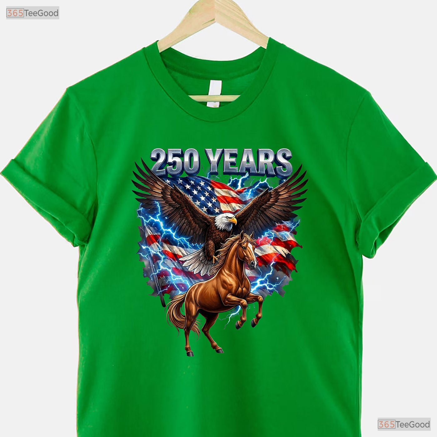 USA 250th Anniversary Eagle Clydesdale Valentine T-Shirt Muskie Fishing Apparel